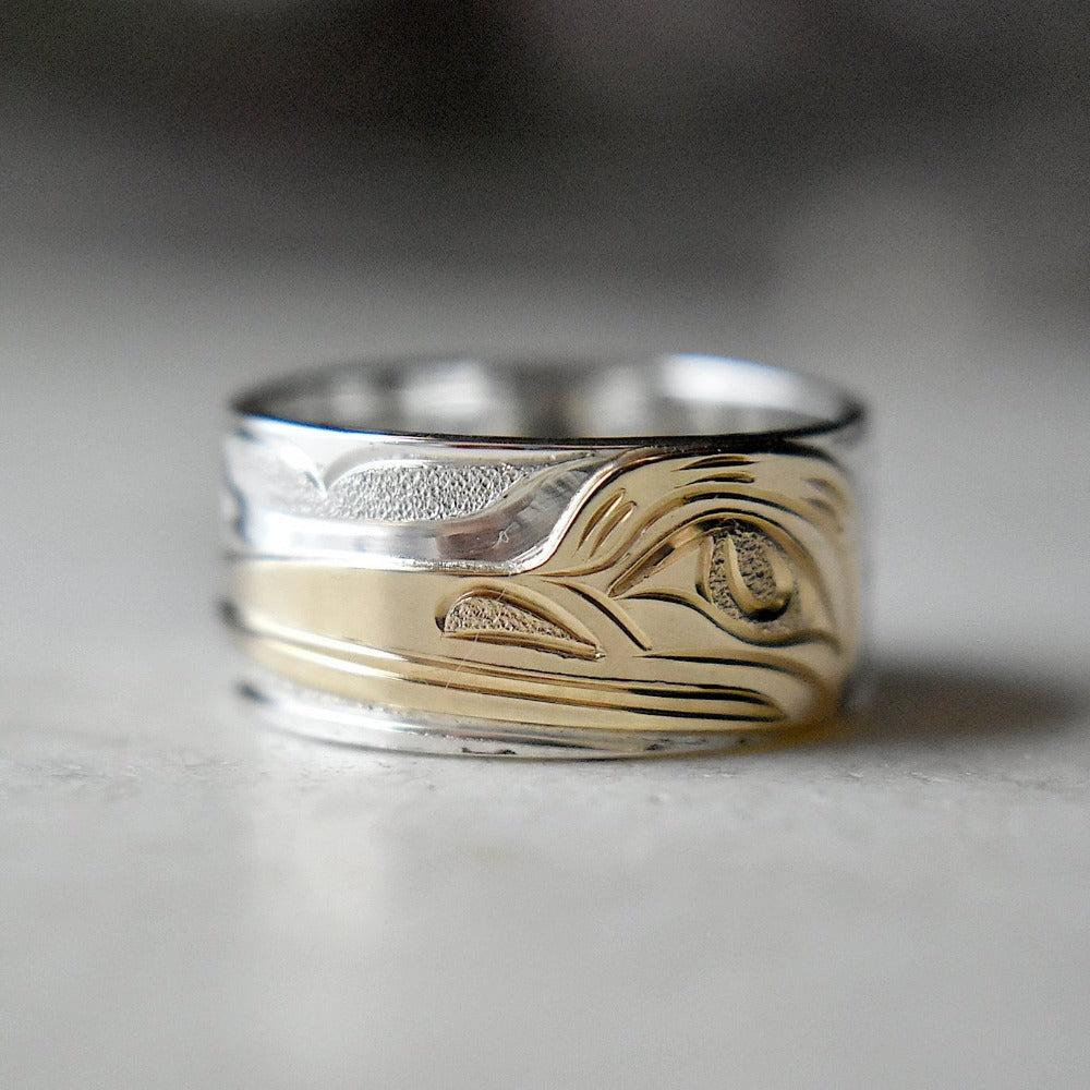 Flat Gold Overlay Ring - Magpie Jewellery