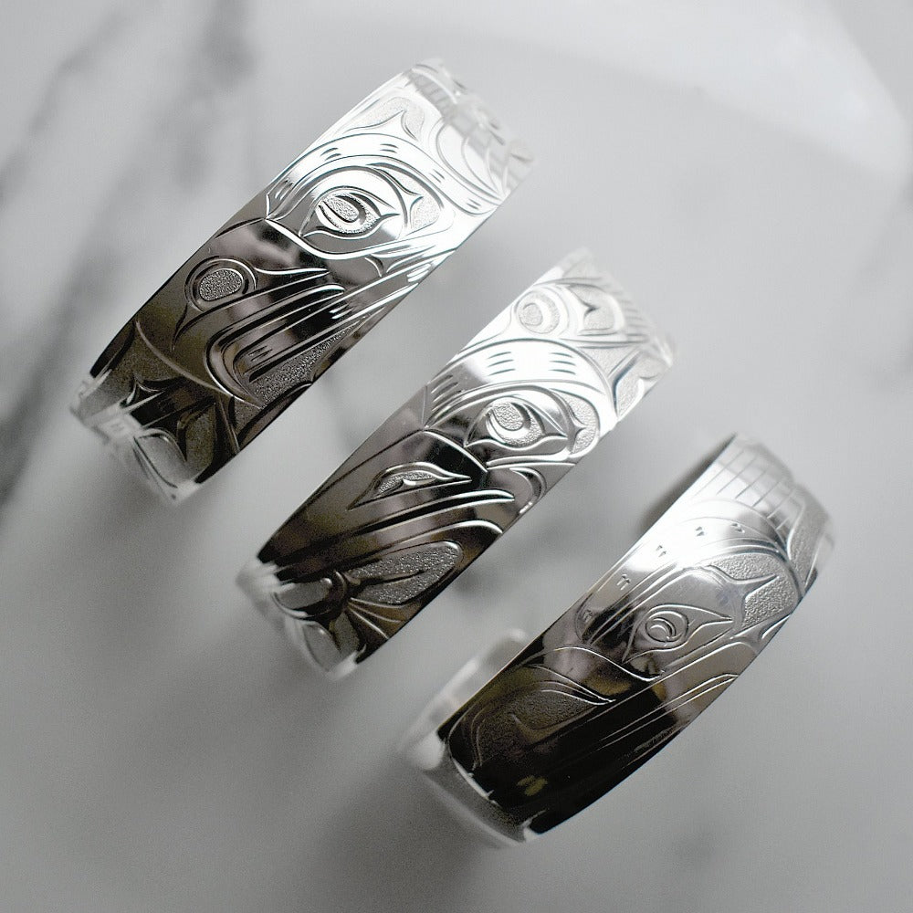 Wide Silver Totem Cuff - Joe Descoteaux - Magpie Jewellery