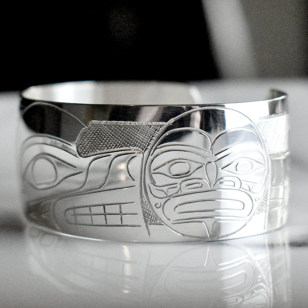 Extra Wide Silver Totem Cuff - Magpie Jewellery