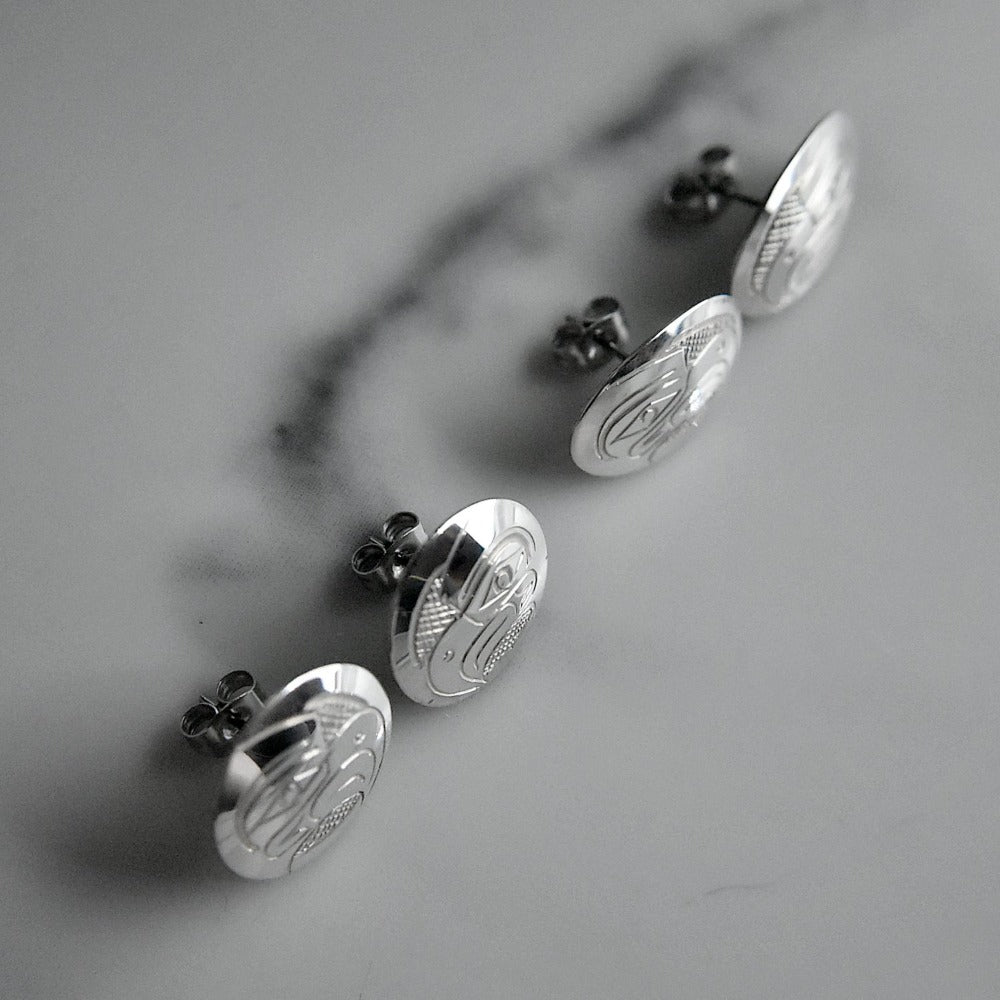 Extra Large Round &amp; Oval Totem Studs - Magpie Jewellery