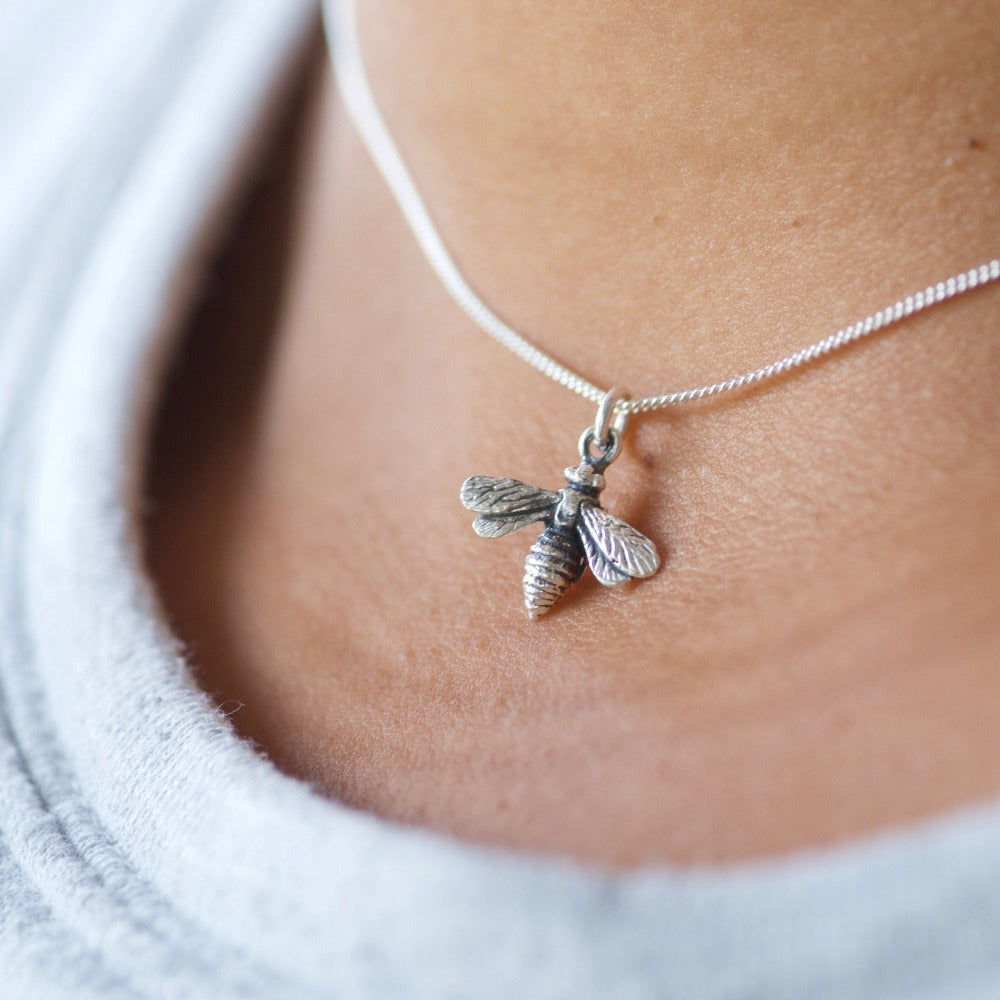 Tiny Bee Charm Necklace - Magpie Jewellery