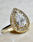 0.94ct Lab-Grown Pear-Shaped Diamond Halo Engagement Ring - Magpie Jewellery