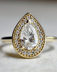 0.94ct Lab-Grown Pear-Shaped Diamond Halo Engagement Ring - Magpie Jewellery