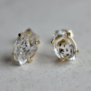 Herkimer Quartz Claw-Set Studs - Magpie Jewellery