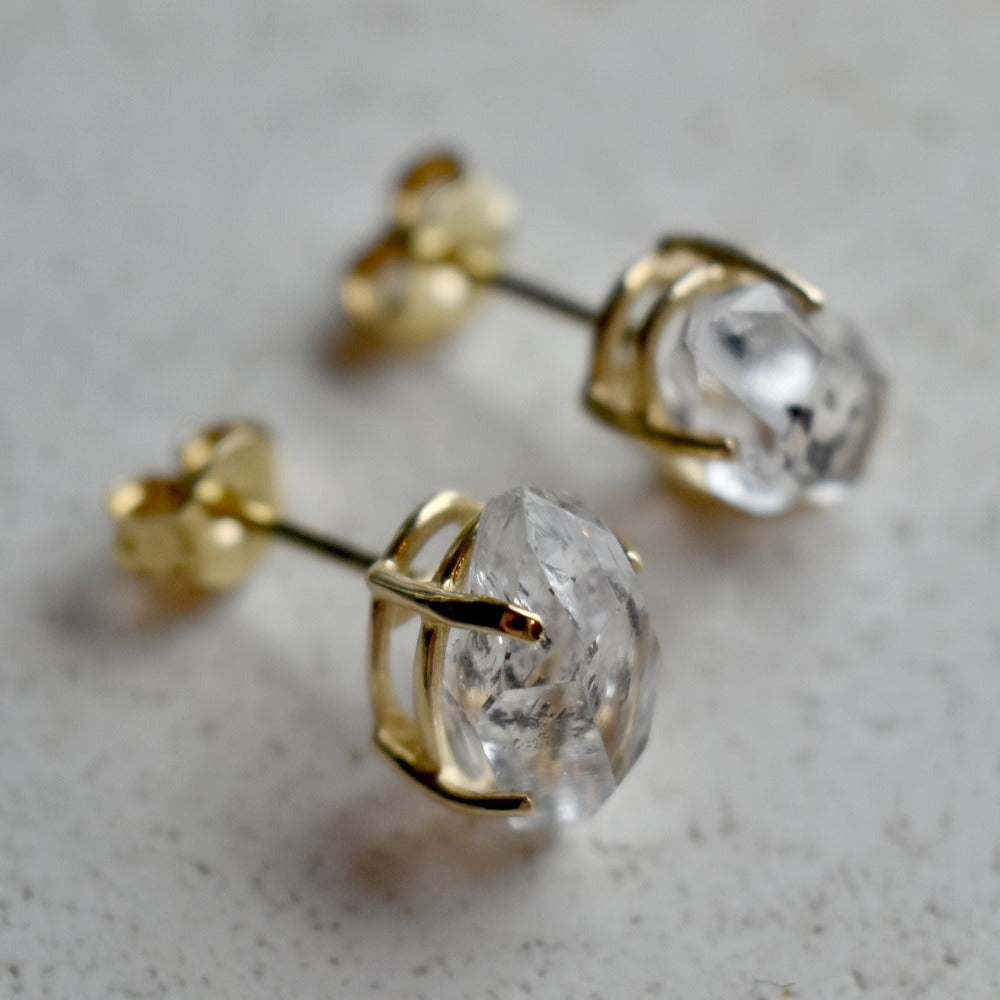 Herkimer Quartz Claw-Set Studs - Magpie Jewellery