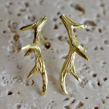 Gold Vermeil Antler Climbers - Magpie Jewellery