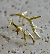 Gold Vermeil Antler Climbers - Magpie Jewellery