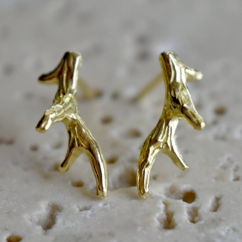Gold Vermeil Antler Climbers - Magpie Jewellery