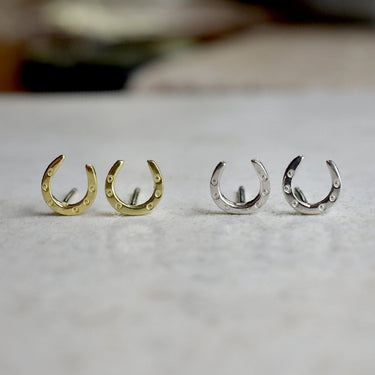 Tiny Horseshoe Studs - Magpie Jewellery