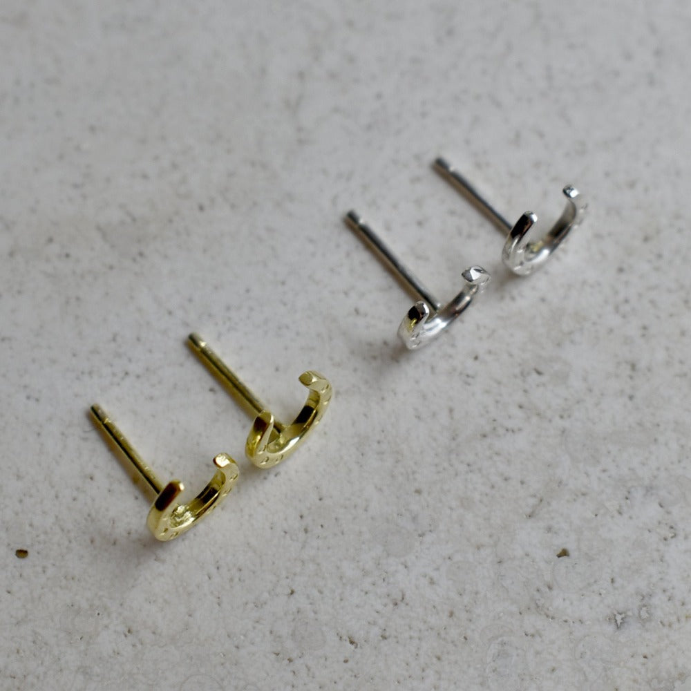 Tiny Horseshoe Studs - Magpie Jewellery