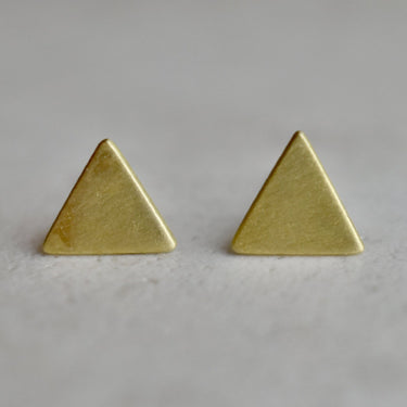 Tiny Brushed Triangle Studs - Magpie Jewellery