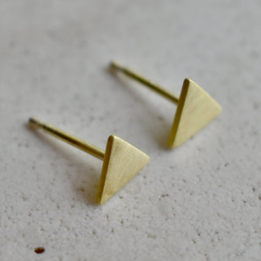 Tiny Brushed Triangle Studs - Magpie Jewellery