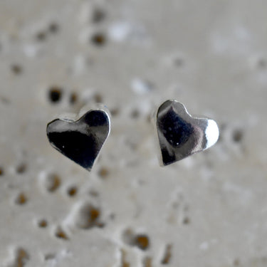 3D Heart Studs - Magpie Jewellery