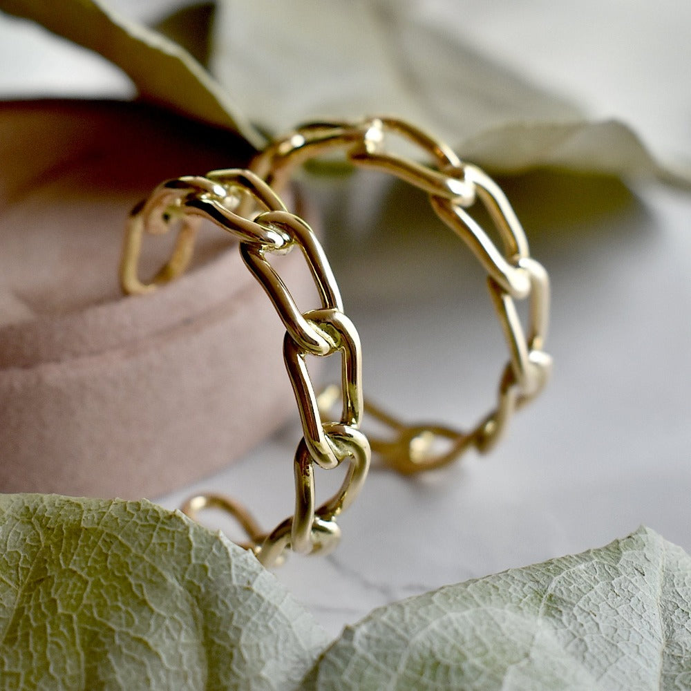 Brass Chain Link Hoops - Magpie Jewellery