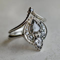 Regiis Silver Stone Shield Ring - Magpie Jewellery