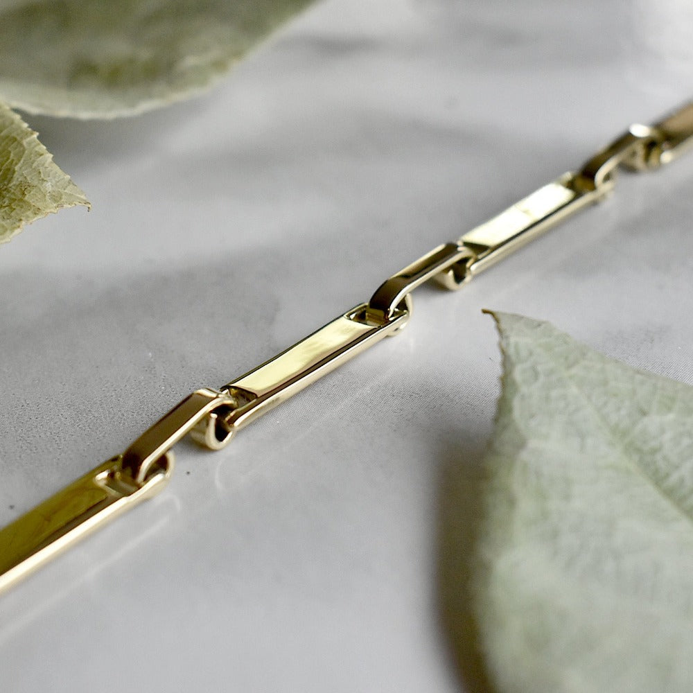 Gold Bar Brass Linked Bracelet - Magpie Jewellery