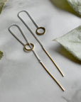 Planet Brass & Silver Chain Ear Threaders - Magpie Jewellery