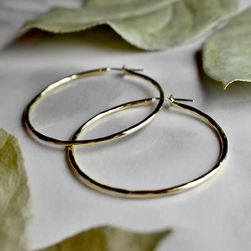 Hammered Hoop Earrings - Magpie Jewellery