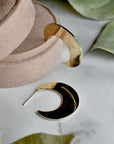 Flattened Crescent Moon Hoop Stud - Magpie Jewellery