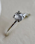Minimalist Four-Prong Salt & Pepper Diamond Engagement Ring - Magpie Jewellery