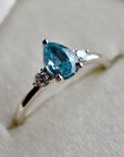 Pear-Shaped Blue Zircon Solitaire Ring - Magpie Jewellery