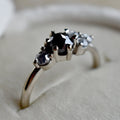 Asymmetrical Five Stone Salt & Pepper Diamond Ring - Magpie Jewellery