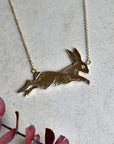 14ky Leaping Rabbit Necklace with Diamond Eye - Magpie Jewellery