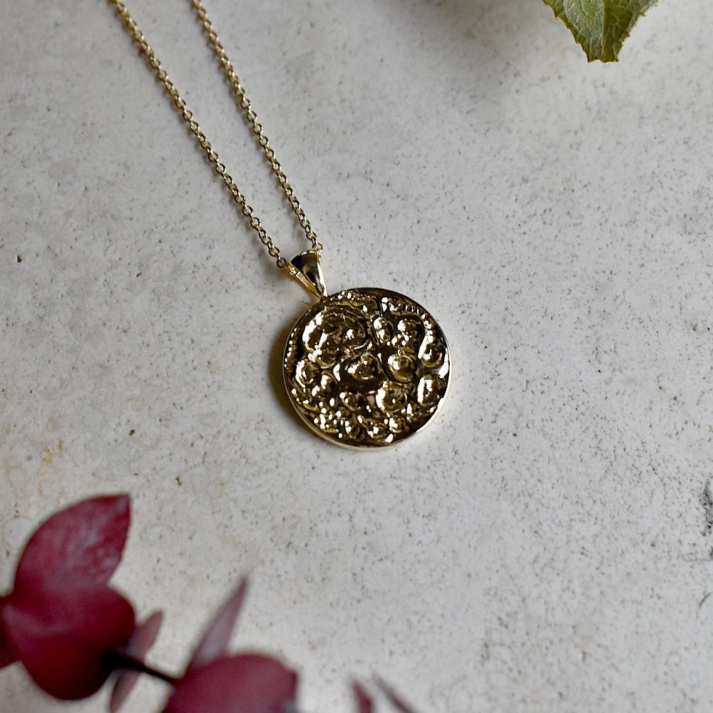 14ky Textured Moon Necklace - Magpie Jewellery