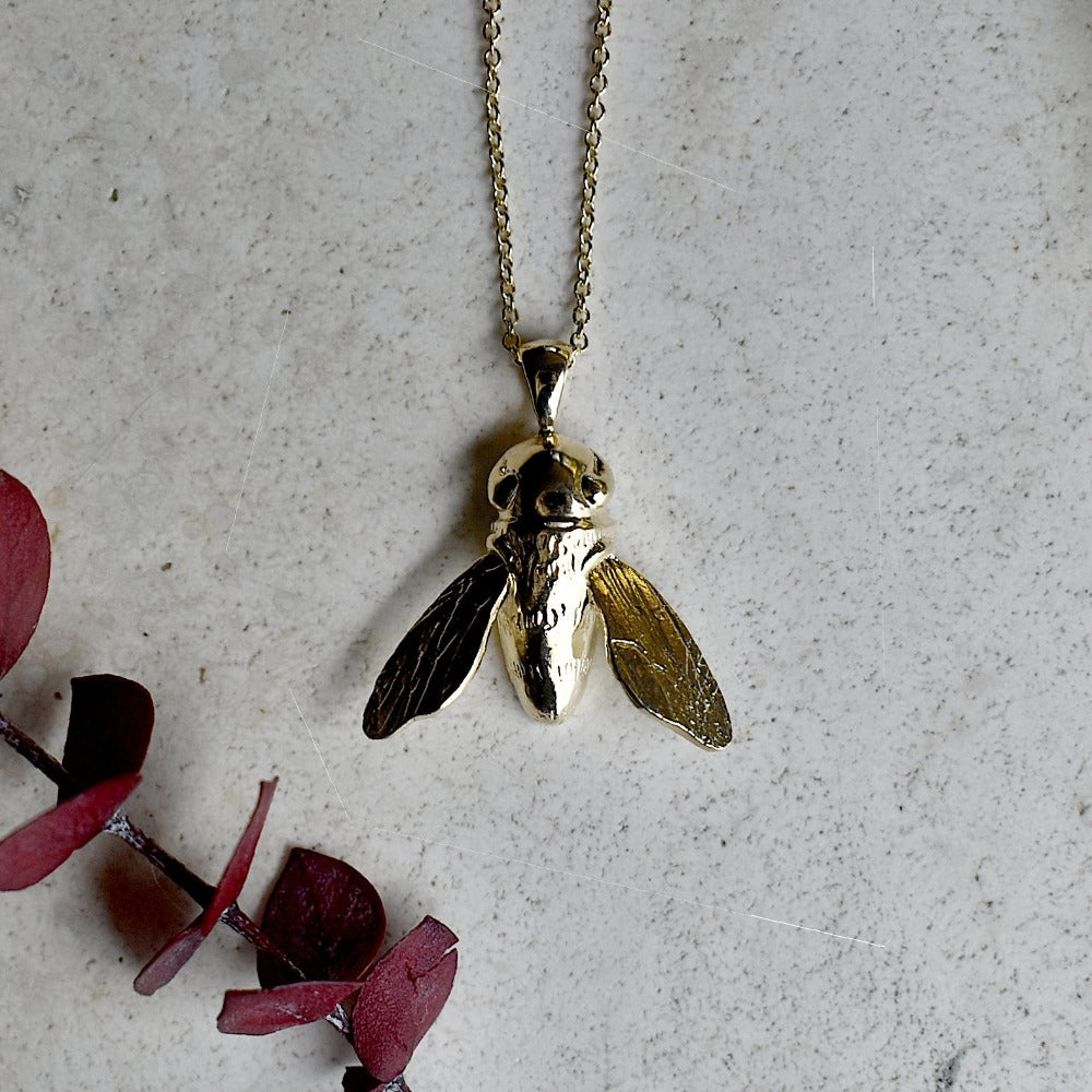 14ky Sculptural Bee Necklace - Magpie Jewellery