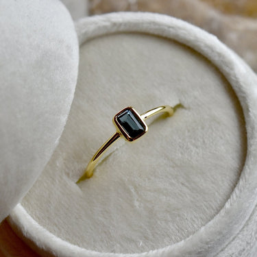 Emerald-Cut London Blue Topaz Ring - Magpie Jewellery