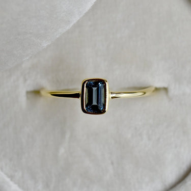 Emerald-Cut London Blue Topaz Ring - Magpie Jewellery
