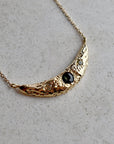 14ky Crescent Moon Necklace with Green & Blue Sapphires - Magpie Jewellery