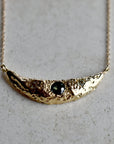 14ky Crescent Moon Necklace with Green & Blue Sapphires - Magpie Jewellery