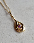 14ky 'Spoon' Nugget Necklace with Lilac Sapphire - Magpie Jewellery