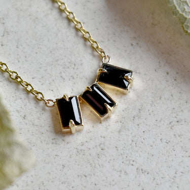 Nova Black Spinel Triple Baguette Necklace - Magpie Jewellery