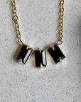 Nova Black Spinel Triple Baguette Necklace - Magpie Jewellery