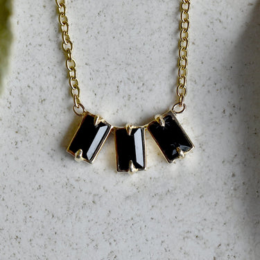 Nova Black Spinel Triple Baguette Necklace - Magpie Jewellery