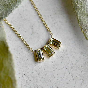 Nova Green Sapphire Triple Baguette Necklace - Magpie Jewellery