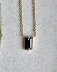Nova Black Spinel Single Baguette Necklace - Magpie Jewellery