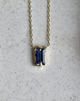 Nova Blue Sapphire Single Baguette Necklace - Magpie Jewellery