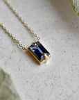 Nova Blue Sapphire Single Baguette Necklace - Magpie Jewellery