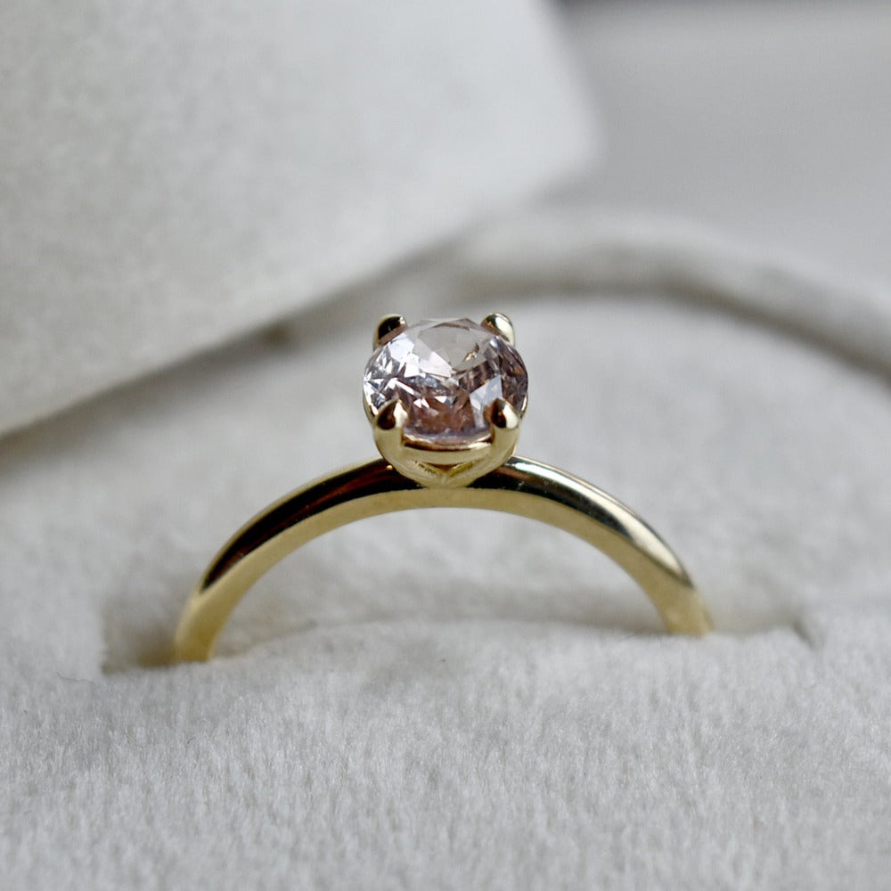 Prong Set Oval Peach Solitaire Engagement Ring - Magpie Jewellery