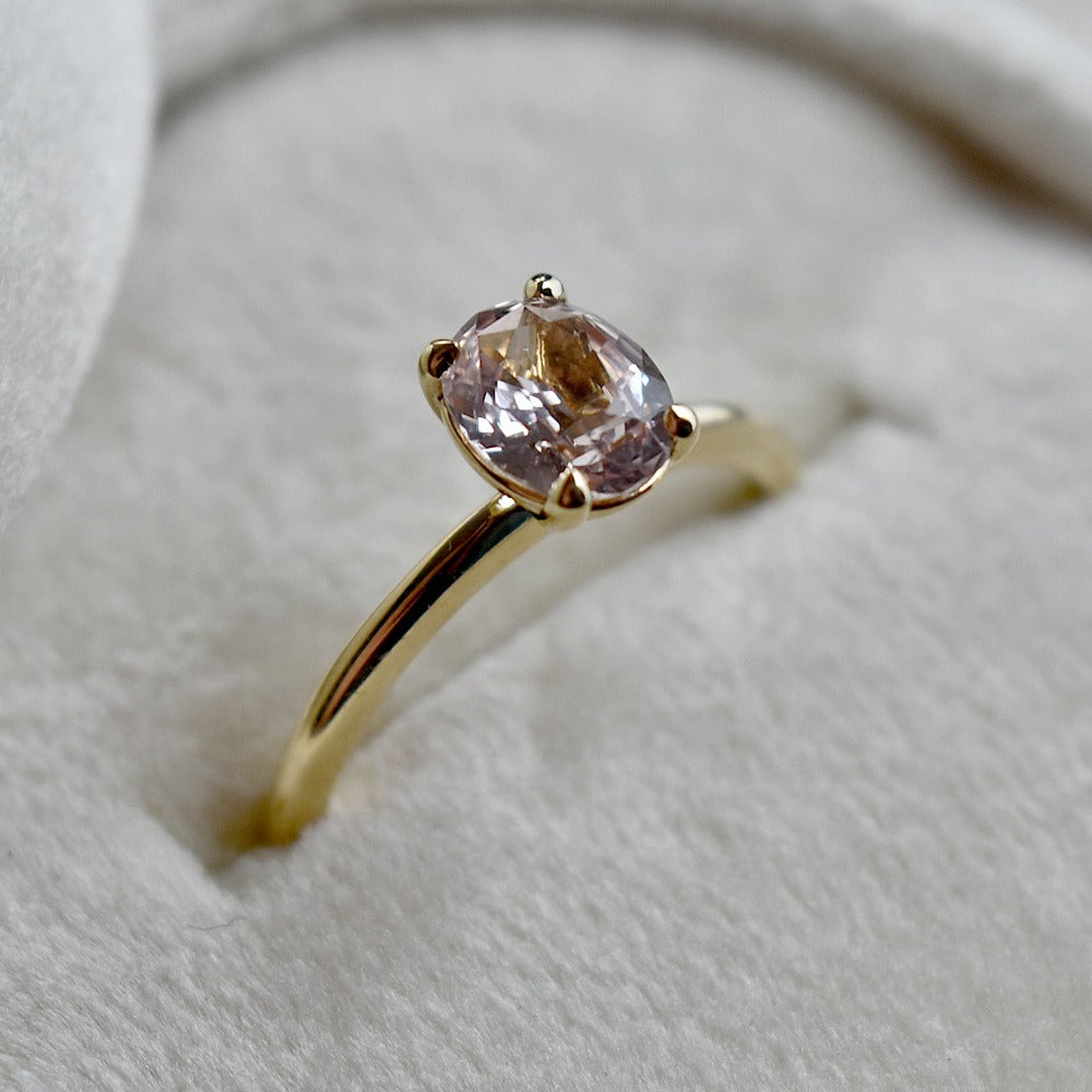 Prong Set Oval Peach Solitaire Engagement Ring - Magpie Jewellery