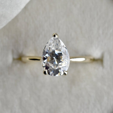 Pear-Shaped Moissanite Solitaire Engagement Ring - Magpie Jewellery