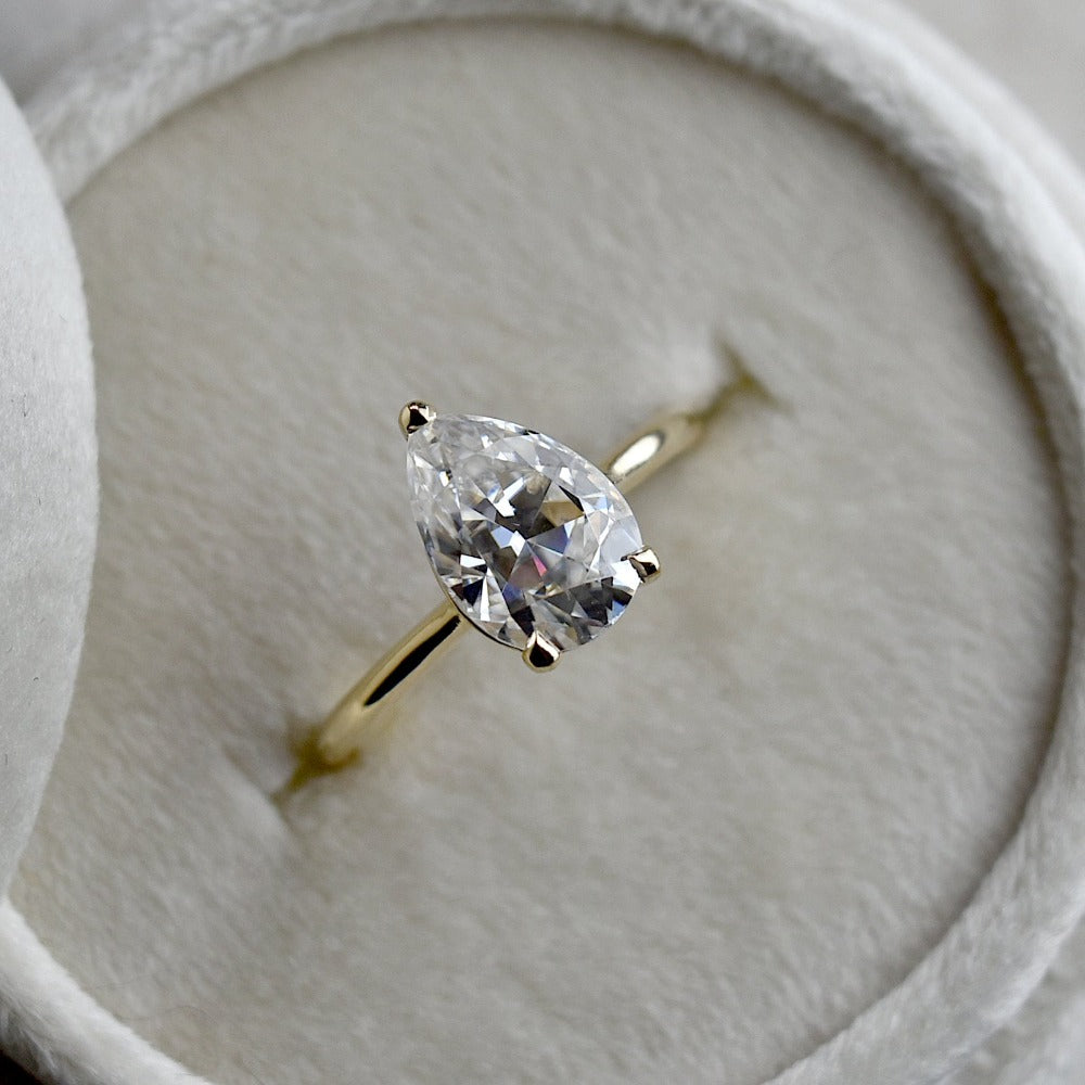 Pear-Shaped Moissanite Solitaire Engagement Ring - Magpie Jewellery