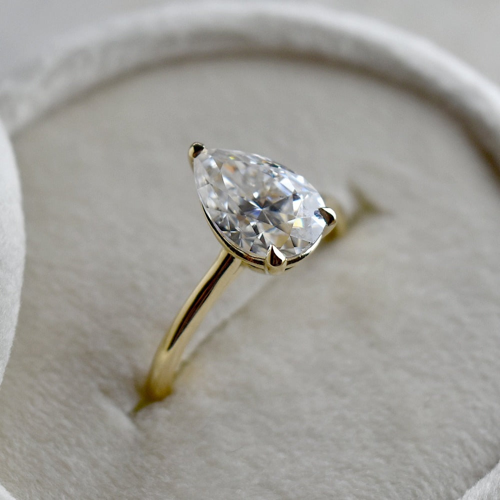 Pear-Shaped Moissanite Solitaire Engagement Ring - Magpie Jewellery