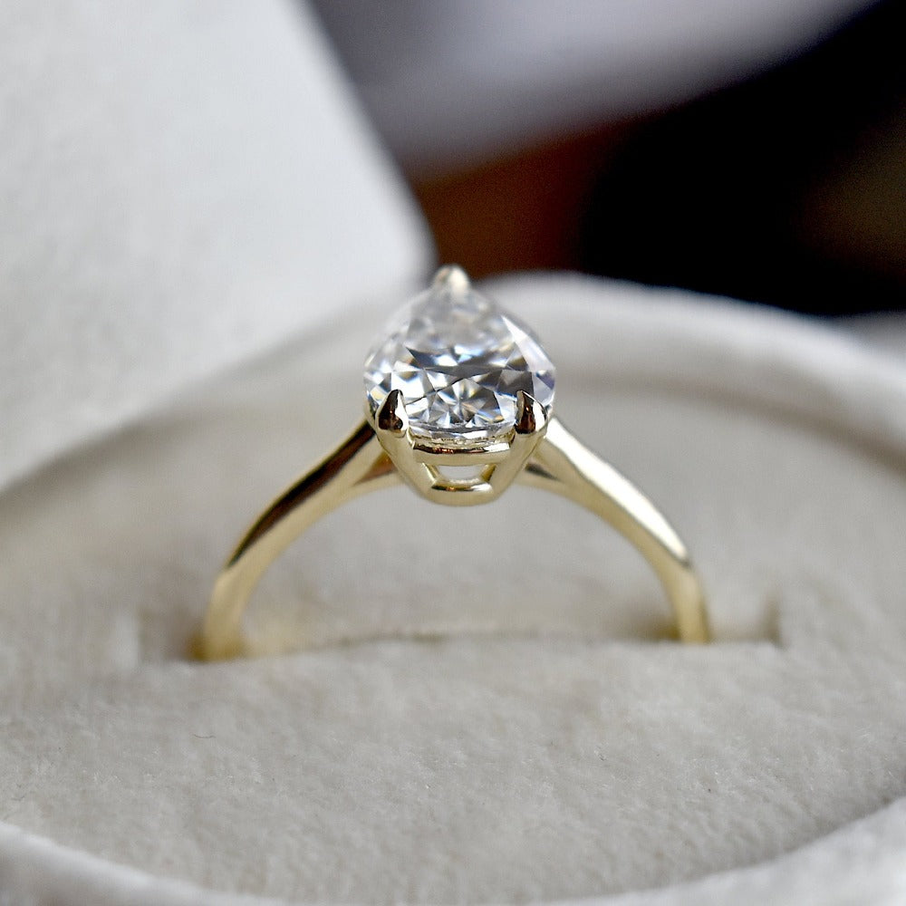 Pear-Shaped Moissanite Solitaire Engagement Ring - Magpie Jewellery