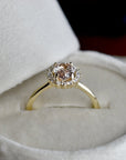 Oval Peach Sapphire Halo Engagement Ring - Magpie Jewellery