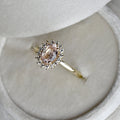 Oval Peach Sapphire Halo Engagement Ring - Magpie Jewellery