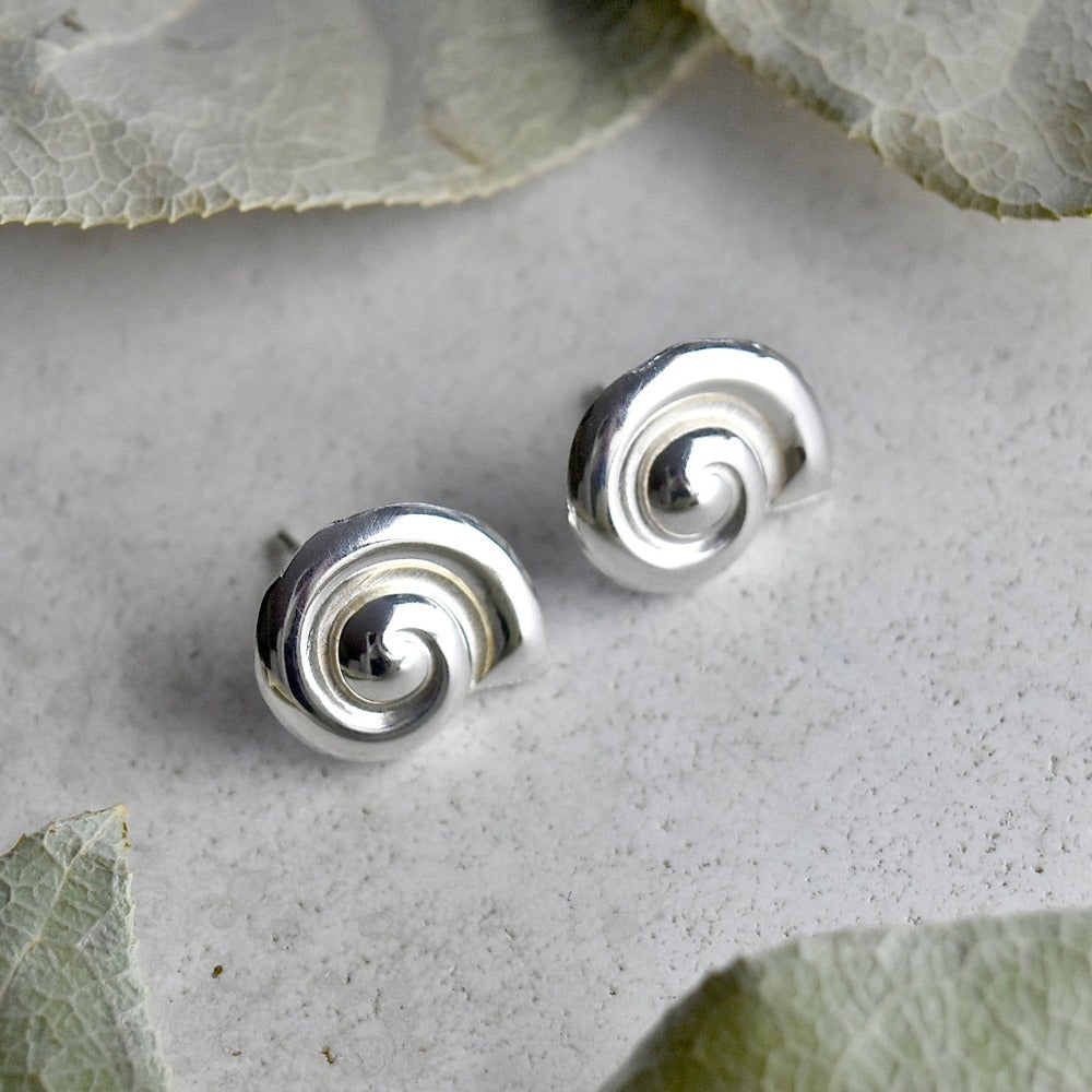 Silver Swirl Stud Earrings - Magpie Jewellery